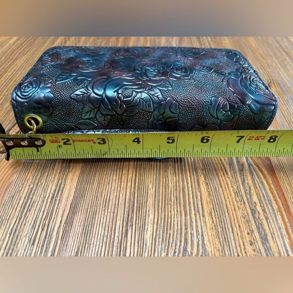 Vintage Style Floral Embossed Black Blue and Burgundy Women's Faux Clutch NWOT - Picture 7 of 12